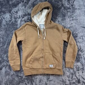 HOLLISTER TEXTURED SHERPA LINED HOODIE SWEATSHIRT BROWN UNISEX SIZE Extra Small